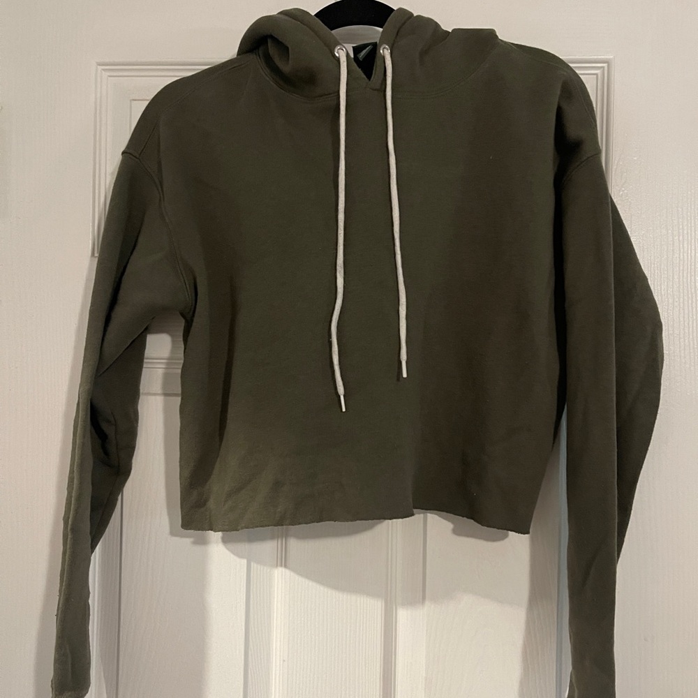 Olive Crop Hoodie Medium